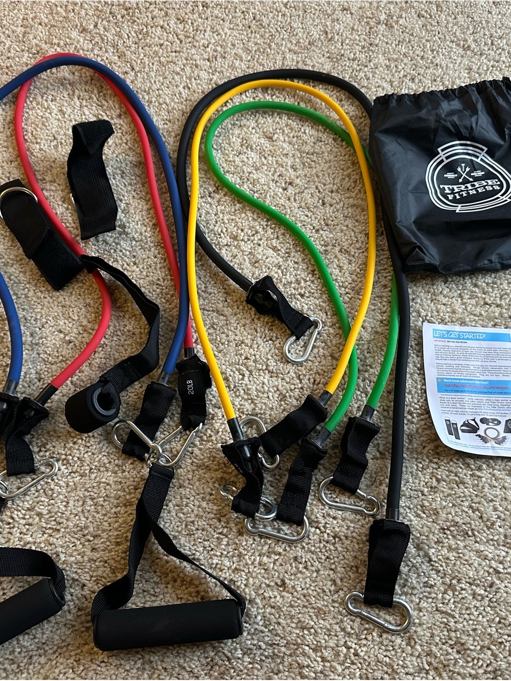 Resistance Band Set with Handles - Multicolor (Yellow, Green, Black, Red, Blue)